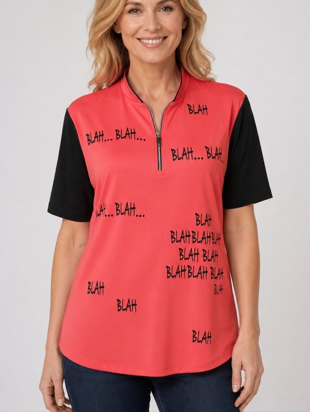 Jamie Sadock Golf Blah Blah Blah Candy Pink Shirt